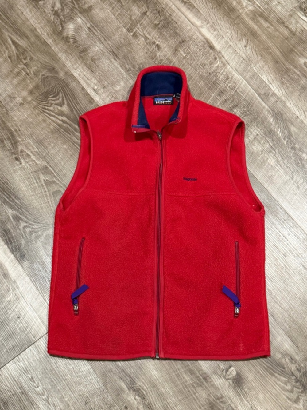 VTG Patagonia Synchilla Vest Red Mens M Full Zip Fleece USA Winter Outdoor Logo